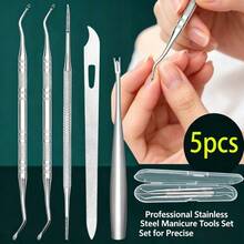 4pcs/5pcs Stainless Steel Nail Care Kit, Professional Pedicure Set For Cuticle Cleaning, Dead Skin And Dirt Removal, Includes Nail Clippers, Nail File, Cuticle Pusher, And Foot Care Tools - Silver - View 9