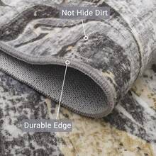 Techigher Machine Washable Hallway Runner Rug, Non Slip Kitchen Runner Mat, Modern Abstract Bedside Rug, Low Pile Foldable Floor Carpet For Entryway, Laundry Room, Bathroom - Grey - View 5