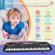 Piano Eléctrico Digital De 61 Teclas Con Micrófono Portátil Español para Niños, Cumpleaños Para Principiantes o Profesionales Ideal para Practicar en Casa Actuaciones en Directo Estudios de Música - Rosa - Ver 2