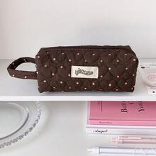 Unique Heart Polka Dot Handheld Pencil Case, Portable Minimalist Stationery Bag With Large Capacity Design, Suitable For Students To Store Various Learning Supplies And Small Items, Easy To Organize And Maintain For Daily Use And Office Desk Clutter - A - View 10