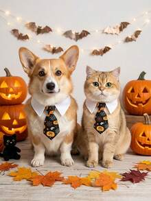 1pc Halloween Pet Bow Tie, Adjustable Cat Dog Pet Clothing Accessory, Funny Party Prop, Suitable For Trick Or Treat And Photo, Essential Accessory For Cats And Dogs - Multicolor - View 1
