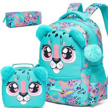 3pcs/Set Kids Animal Pattern Girls Backpack, Suitable For Elementary And Kindergarten Girls, Includes Crossbody Bag And Pencil Case, For School Use - 137 Girls' Backpack - View 1
