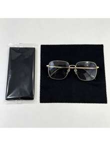 1pc Full Metal Frame Rhinestone Decor Transparent Lens Glasses, Women's Fashion Decorative Glasses, Daily Wear (Without Glasses Case) - Multicolor - View 8