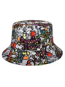 New Personalized Graffiti Double-Sided Bucket Hat, Unisex Spring/Summer Colorful Printed Sun Protection Hat - Multicolor - View 7