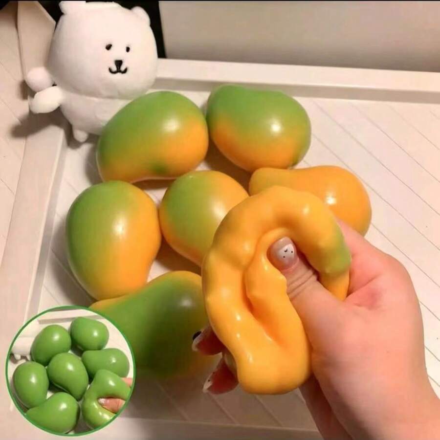 芒果造型變色慢回彈壓力球，創意高科技減壓捏捏玩具，抗壓玩具 - 彩色 - 查看 1