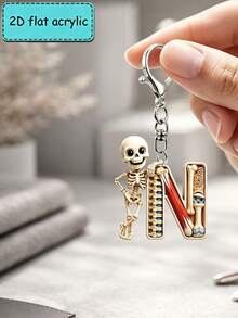 2D Flat Halloween Acrylic Keychain, 26 Letters Skull Medical Model Key Ring, Fashion Bag Charm, Perfect Gift For - Skeleton - View 19