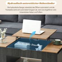 WF311892AAZ) Lift-Top Coffee Table - 109.5cm, Gray Frame, Elegant Design, Storage Space Under The Tabletop. - 1 - View 2