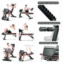 PORIYA Weight Bench Fitness Bench Press Squat Rack Adjustable Home Gym Equip - Black - View 4