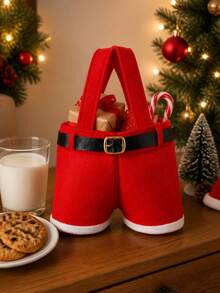 1/2pcs Christmas Candy Bag Santa Claus Pants Gift And Snack Bag With Handle Portable Candy Gift Basket Wedding Gift Packaging - Multicolor - View 8