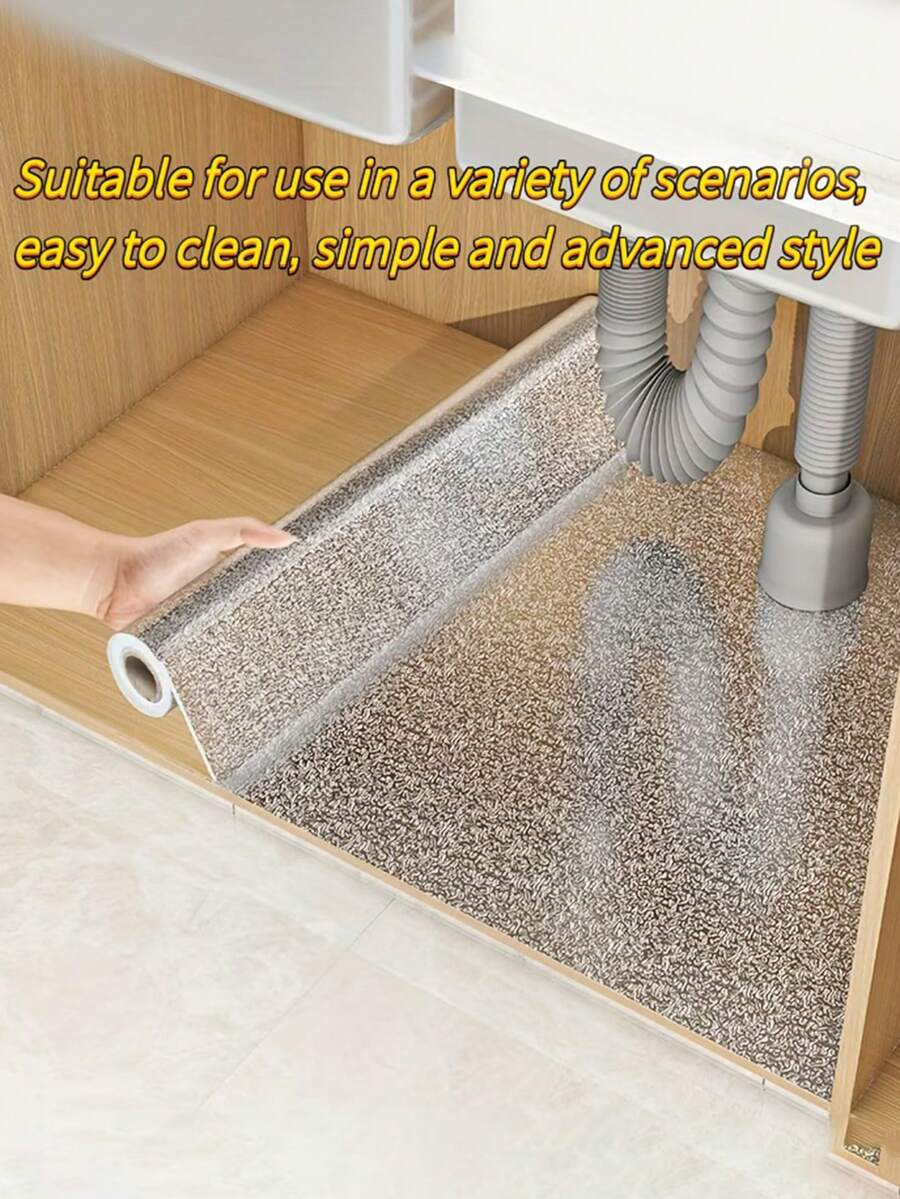 Aluminum Foil Waterproof Cabinet Liner, Oil-Proof Moisture-Proof Self-Adhesive Shelf Sticker, Heat-Resistant Heavy Duty Drawer Liner, Suitable For Kitchen Sink And Countertop