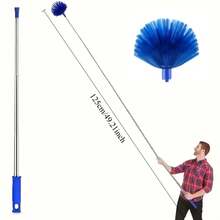1pc Extendable Spider Web Duster With Medium Stiff Bristles, Retractable Stainless Steel Pole For Indoor & Outdoor Cleaning, No Battery Required, Ideal For Kitchen, Bedroom, Living Room, Bathroom, Duster For Home Cleaning - Blue - View 12