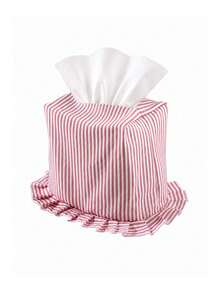1pc Striped Ruffle Fabric Tissue Box Cover, Washable & Reusable Tissue Storage Bag With Pleated Trim, Dust-Proof Organizer For Bedroom, Bathroom, Car, Desk, Country Style Home Decor - Multicolor - View 12