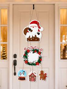 1 Set Christmas Paper Door Hanging Decor, Writable, Gingerbread House & Gingerbread Man Pendant, Christmas Decoration, Christmas Party Supplies, Christmas Wall Hanging Ornament, Holiday Front Door Sign, Home Decor, Winter Decoration - Multicolor - View 5