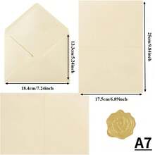 45pcs (15 Envelopes + 15 Greeting Cards + 15 Stickers) Western Style Solid Color Blank 120GSM Envelopes, Cream/Beige 250GSM Greeting Cards, Envelope Set Postcards Invitation Cards With Metal Stickers - one-size - View 3