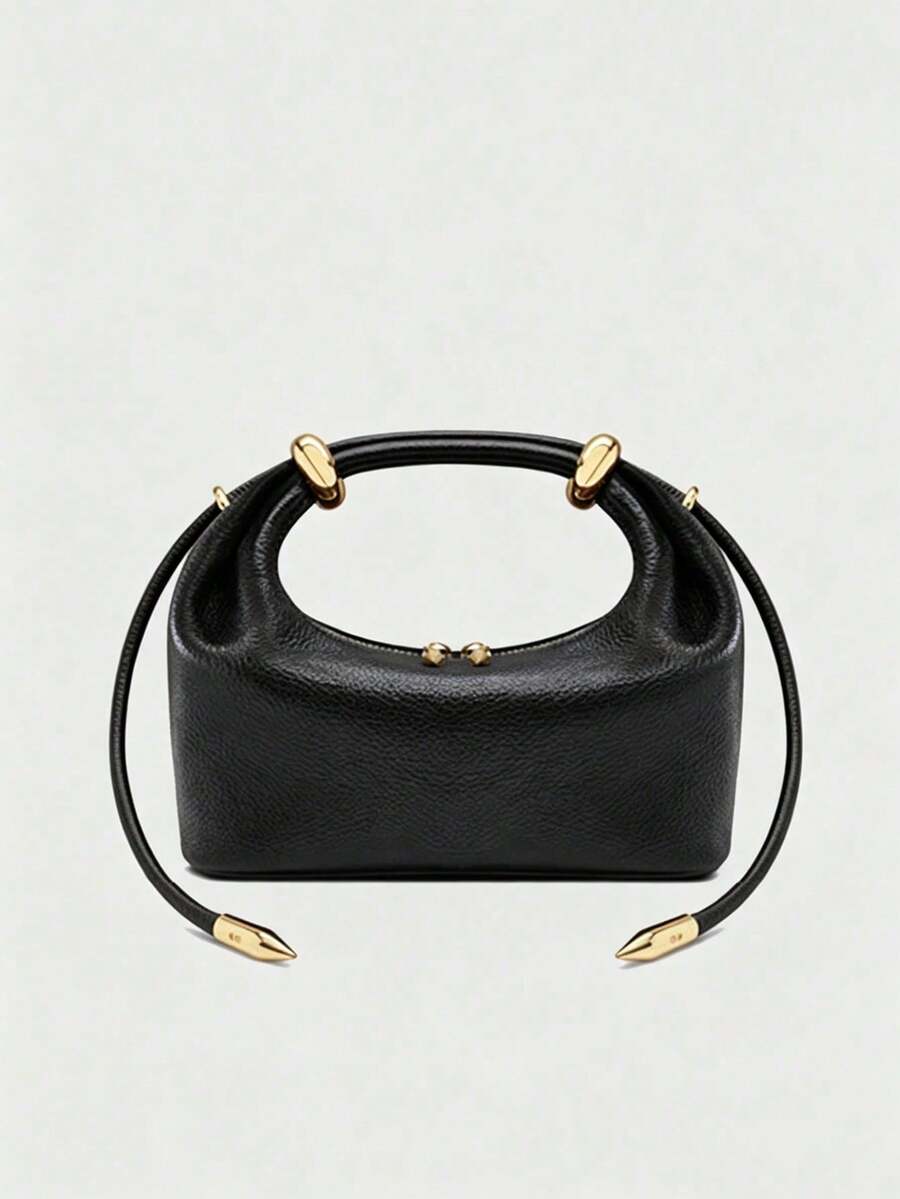 Dedoo European And American Fashion Lychee Grain Solid Color Metal Ring Luxury Handbag