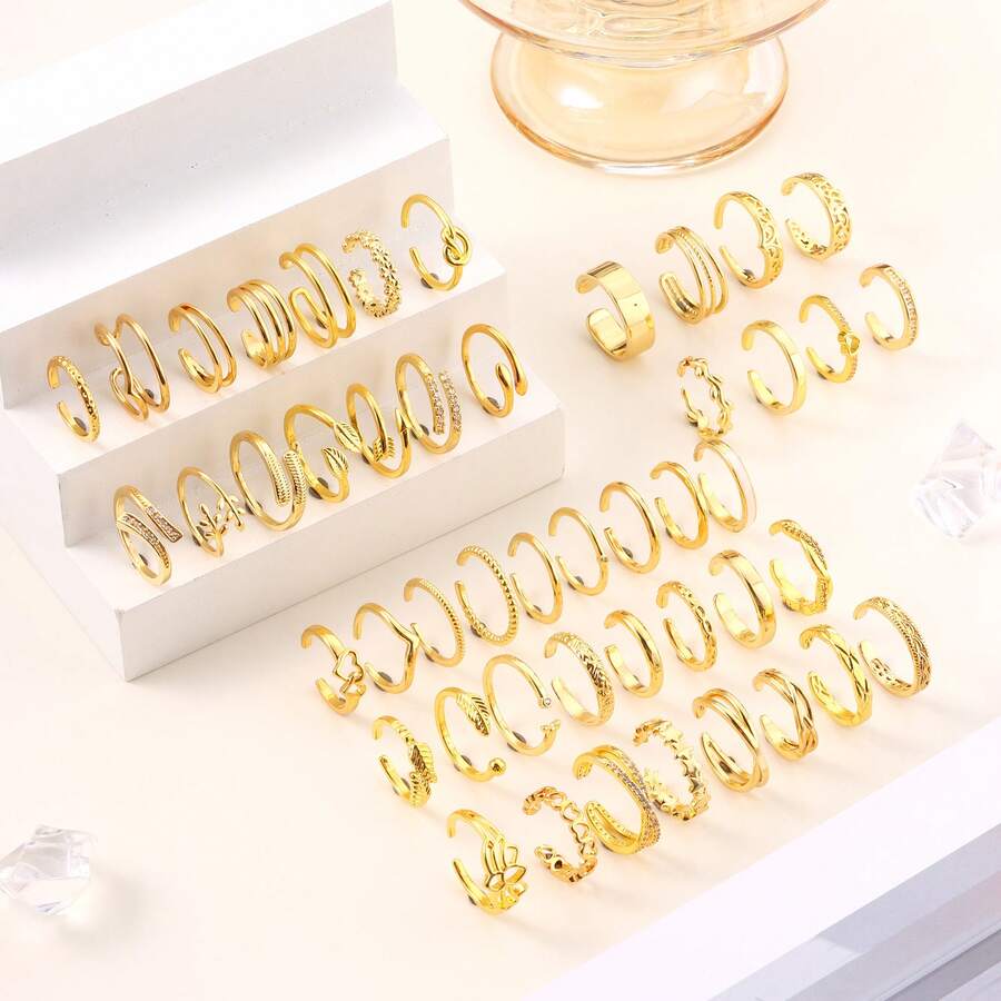女款 16K 電鍍腳趾環,簡約可調節腳趾環,海灘衝浪腳趾環,多款可選 - 金色 - 查看 1