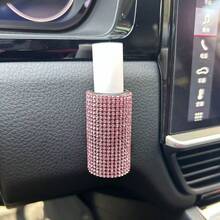 1pc Shiny Rhinestone Car Lipstick Holder, Portable Wall-Mounted Cosmetic Storage Box With Adhesive Back, Car Accessory, Nail Art Supplies, Travel Essential, Room Decor, Nail Storage Box - Lipstick Tube - View 8