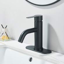 Mcmxtap Mezcladora para Lavabo de Baño - Grifo de baño de un solo Mango, para Baño Grifo para con cubierta, Llave Mezcladora para Lavabo con 2 Mangueras. (Negro mate) - Negro - Ver 4