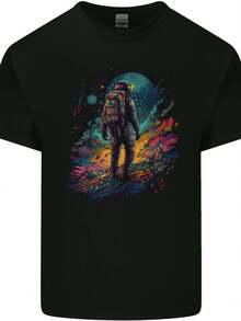 An Astronaut On An Alien Planet Astronaut Men's Cotton T-Shirt- - 款式 - 查看 1