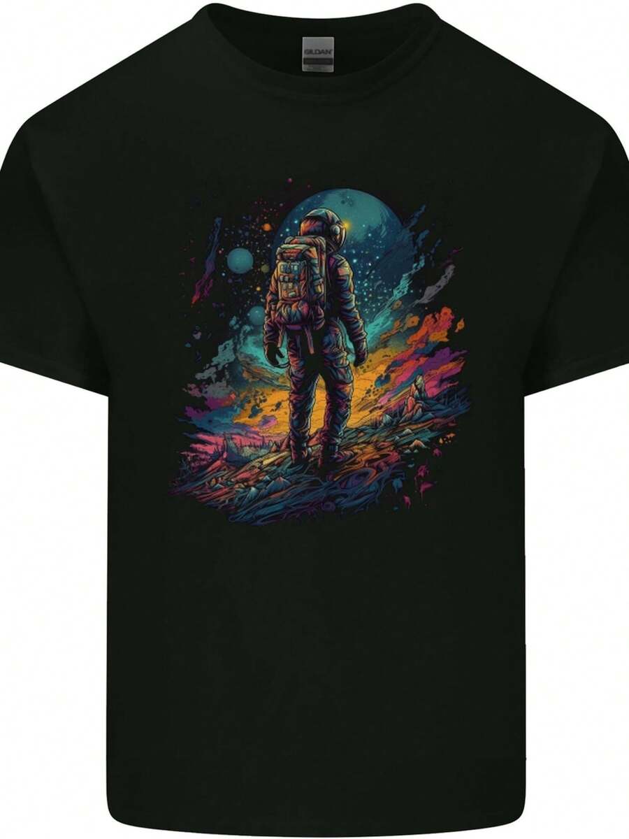 An Astronaut On An Alien Planet Astronaut Men's Cotton T-Shirt- - 款式 - 查看 1
