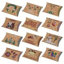 12pcs,Christmas Cellophane Pillow Box Decoration, Suitable For Christmas Cartoon-Themed Home Decorations - View 1