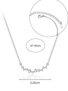 SYMFNY 1pc 925 Silver Minimalist Shiny Cubic Zirconia Pendant Necklace - Style 1 - View 6
