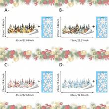 1pc Christmas Village Town Window Static Stickers, Winter Mini House Pine Tree Snowflake Scenery Design Reusable No Glue Removable Glass Decals For Home Store Cafe Front Door Xmas Winter Holiday Party Home Decorations. - Multicolor - View 11