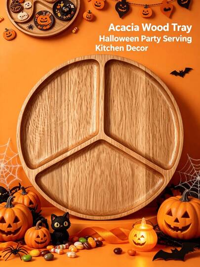 Halloween Dekoration Holztablett Kürbis Laternen Stil Schreibtisch Tablett geeignet für Halloween Party, Süßigkeiten Bereich, Dessert Tisch, Tisch Dekoration, beliebte Halloween Heim Dekoration, Vintage Landhaus Stil Party
