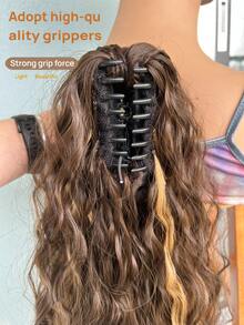 30 Inch Long Wavy Half-Up Hairstyle, Multi-Layer Synthetic Heat-Resistant Wig, Wavy Heat-Resistant Fiber Wig, 4 Curly Braids. Black And Brown Long Hair Accessories, Suitable For Party And Daily Styling, Suitable For All Women., Halloween - Multicolor - View 8