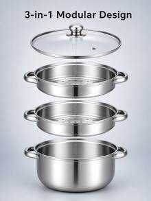 3 Tiers Stainless Steel Steamer MeatVegetable Cooking Steam Pot Kitchen Tool 3 Tier 28cmDia. Stainless Steel Food Steamer Vegetable SteamerPot Cookware - View 1