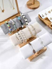 1PC/2PCS Wooden Single Layer Bracelet Storage Rack Headband Necklace Watch Bracelet Display Stand Jewelry Headscarf Display Prop Accessory Decoration Rack - Log Flat Single Layer Bracelet Stand - View 5