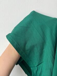 女款優雅性感細肩帶修身顯瘦前開衩雞尾酒洋裝，適合婚禮、秋季派對 - 墨綠色 - 查看 6