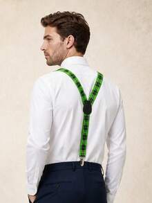 2.5cm High Elasticity Suspenders For Men - Green - View 2