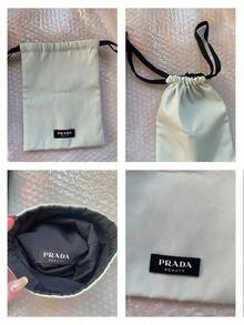 Prada Beauty Light Beige Canvas Drawstring Pouch, Soft Fabric Large Capacity Travel Skincare Cosmetic Storage Bag Multi-Purpose Portable Makeup Organizer Ladies Daily Beauty Gift PRADA-GIFT-36 - Two-tone Mint Green and Black - View 7