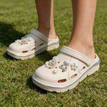 Jifffly Thick Sole Pearl Flower Clogs For Women, Sports Sandals, Camellia DIY Accessories, Closed Toe Slippers, Summer Height-Increasing Outdoor Wear, 2-In-1 Sandals - Apricot - View 4
