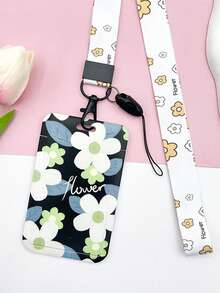 Floral Pattern Card Holder With Lanyard, Fashion Card Case Suitable For Women, Office Workers, Students, Daily Use , Badge Holder - Multicolor - View 18