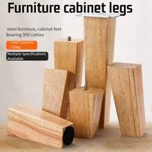 4pcs Furniture Legs With Accessories, Solid Wood Sofa Legs, Suitable For Sofa, Vanity, Bed - Multifunctional Wooden Replacement Feet With Metal Installation Fittings - Beige - View 2