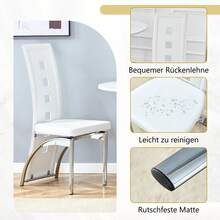 Dining Chairs - White+Silver + Metal + PU Leather + Set Of 2 - View 9