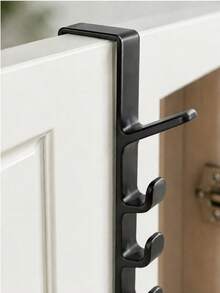 Cabinet Door Hanging Multi-Hook Rack, Drill-Free Plastic Hooks, Space-Saving Closet Organizer, Multi-Bend Hooks For Towels, Bags, Hats, Scarves, Suitable For Kitchen, Bathroom, Bedroom Home Storage Rack, Load Capacity Under 1kg - Multicolor - View 2