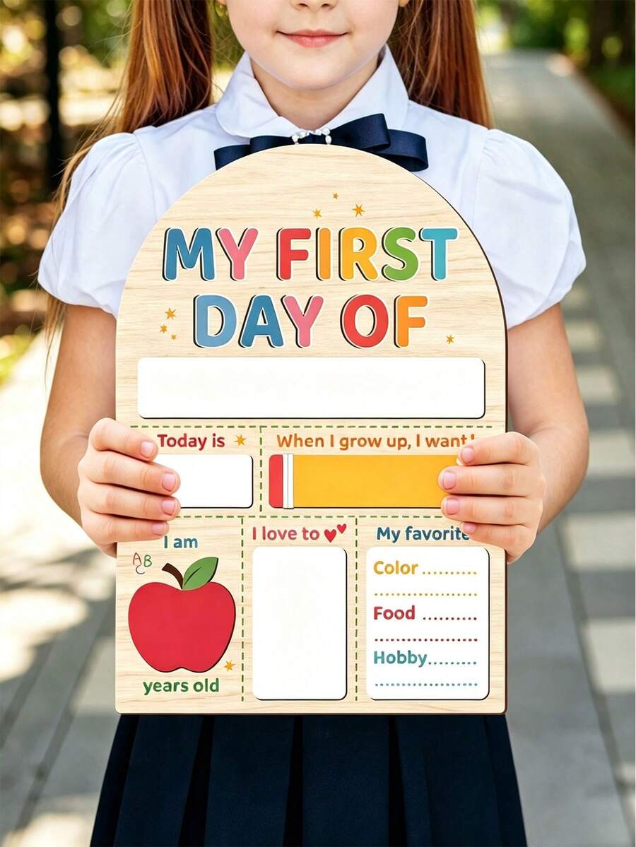 1pc First Day Of School Decoration - Name, Goal, Food Preference - Classroom Or Home Desk Decor - Suitable For Elementary School - No Battery Required