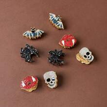 4/8/12pcs Gothic Rhinestone Mini Hair Claw Clips, Halloween Skull Bat Spider Vampire Red Lips Hair Clips, Dark Style Side Hair Clips For Cosplay Party Holiday Personalized Hair Accessories - Halloween Dark Hair Claw - View 10
