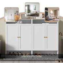 Flieks Modern Shoe Cabinet, With Adjustable Shelves, Gold Handles, 2-Door Shoe Dresser, White, B73/D34/H109 - White 1Pc - View 5