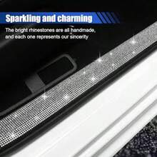 1 pieza Protector de umbral de puerta de coche con strass completo, protector de marco de puerta, pegatina antideslizante, tira antidesgaste y antirayaduras, decoración universal para el interior del coche - A - Ver 4