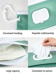 Solid Color Portable Wet Wipes Storage Bag, Super Convenient For Hanging On Strollers, Press-To-Open Lid For Moisture Lock And Dust Protection, A Great Helper For Outings With Kids! - Multicolor - View 2
