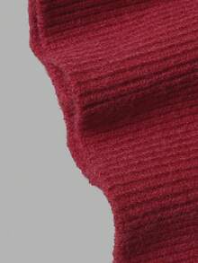 DONICY Women's Fall Winter Vintage Wine Red Round Neck Knit Sweater Cardigan, Long Sleeve Button Front Slim Fit Cropped Top, Commuting - Red - View 3