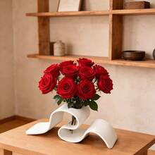 1pc Ribbon Shaped Vase, Ribbon Design, Dried Flower Rack, Nordic Style Desktop Decoration, Floral Ware, Home, Office, Living Room Decoration - A - View 5