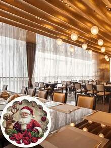 2/4/6/8 miếng tấm lót bàn ăn tròn bằng polyester Giáng Sinh, in hình ông già Noel và tuần lộc, chống trượt, có thể giặt, trang trí bàn ăn tiệc lễ cho gia đình - Nhiều màu - Xem 2