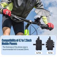 1PC Bicycle Phone Holder With Adjustable Shock-Absorbing Handlebar Clamp And Small Umbrella, Suitable For Bicycles, Motorcycles And Electric Scooters - Black - View 3