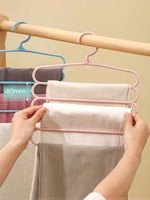 Wardrobe Storage Hangers, Plastic 5-Layer Scarf Hanger, Optional Upgraded Thickened Model, More Sturdy And Durable, Wardrobe Pants Hanger, Scarf Tie Storage Hanger - White - View 7