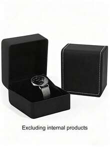 Black High-End Matte Watch Jewelry Storage Box Gift Set, Includes Sponge, Unisex, Light-Absorbing Velvet Sponge Spring Box, Black Watch Gift Box, Elegant Packaging Box, Great Gift, Harajuku Style Fashion Watch Gift Box, Student Gift Watch Box, Watch Storage Box, Bracelet Watch Prayer Beads Storage Box - Multicolor - View 9